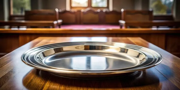 Offering plate in the sanctuary