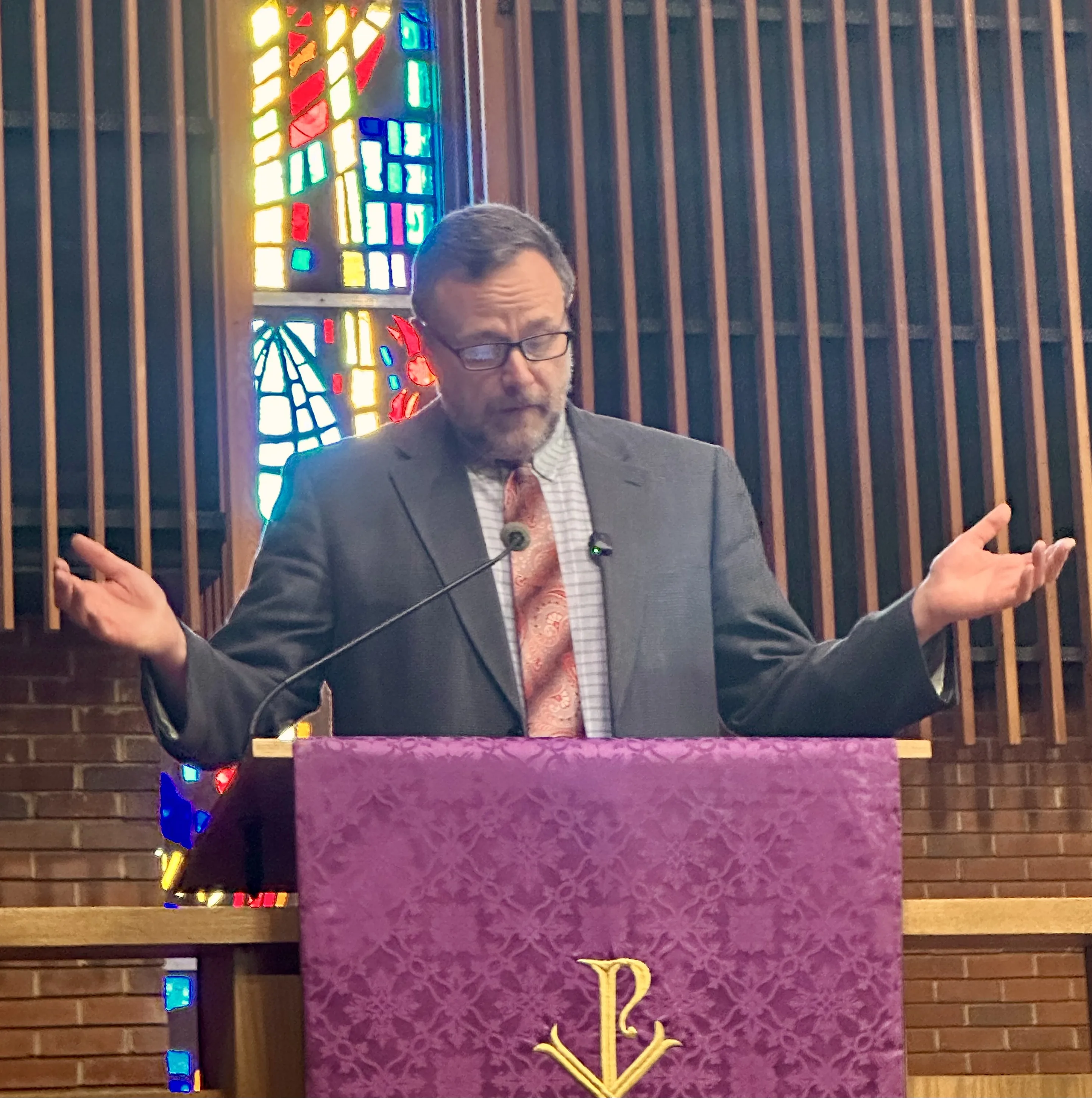 Pastor preaching from the pulpit